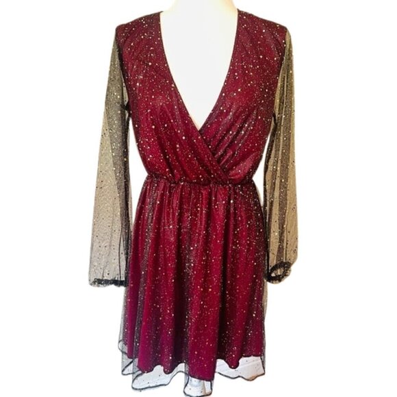 NWOT Dress burgundy/ black, Size M - Picture 1 of 9